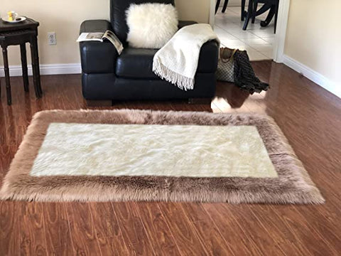 Versatile Faux Sheepskin Border Rug - Adds Coziness to Your Living Space - lambzydecor.com