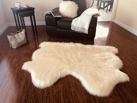 Luxury Faux Sheepskin Shaggy Silky Plush Carpet - Hypoallergenic, Free Shape Rug - lambzydecor.com
