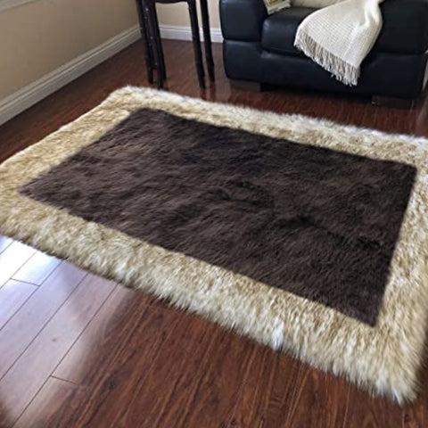 Soft and Durable Faux Sheepskin Rug with Border - Perfect for Any Room - lambzydecor.com