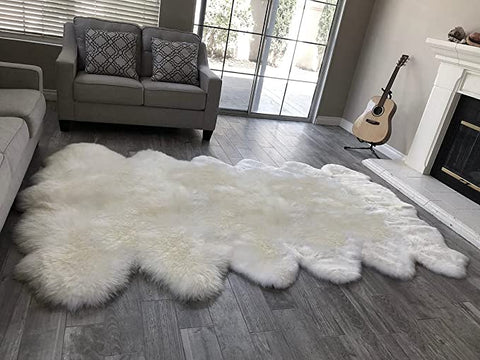LAMBZY Genuine Sheepskin Silky Area Rug - Thick Strong Bottom Texture Stain Resistant Area Rug - lambzydecor.com