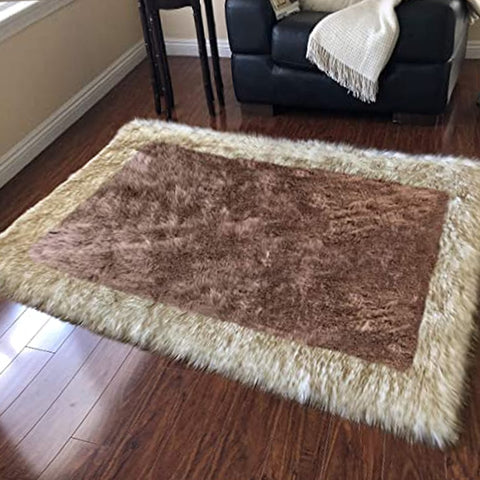 Soft and Durable Faux Sheepskin Rug with Border - Perfect for Any Room - lambzydecor.com