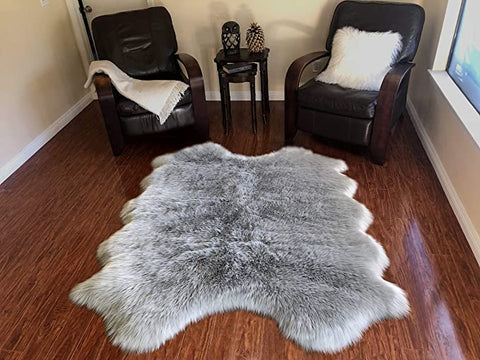 LAMBZY Genuine Sheepskin Silky Area Rug - Thick Strong Bottom Texture Stain Resistant Area Rug - lambzydecor.com