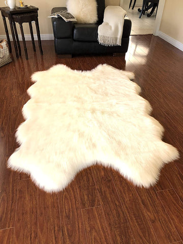 Luxury Faux Sheepskin Shaggy Silky Plush Carpet - Hypoallergenic, Free Shape Rug - lambzydecor.com