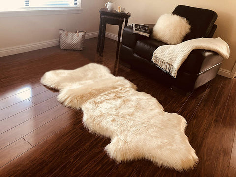 Luxury Faux Sheepskin Shaggy Silky Plush Carpet - Hypoallergenic, Free Shape Rug - lambzydecor.com