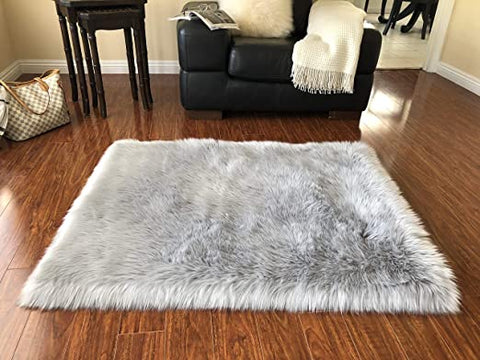 LAMBZY Faux Sheepskin Super Soft Hypoallergenic Square Area Rug Plush Fur Premium Shag - lambzydecor.com