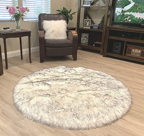 LAMBZY Faux Sheepskin Super Soft Hypoallergenic Silky Round Shag Rug for Living & Kids Room, Sofa - lambzydecor.com