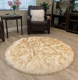 LAMBZY Faux Sheepskin Super Soft Hypoallergenic Silky Round Shag Rug for Living & Kids Room, Sofa - lambzydecor.com