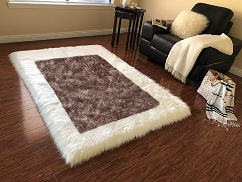 LAMBZY Faux Sheepskin White Border Area - lambzydecor.com