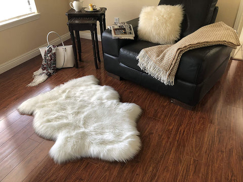 Luxury Faux Sheepskin Shaggy Silky Plush Carpet - Hypoallergenic, Free Shape Rug - lambzydecor.com