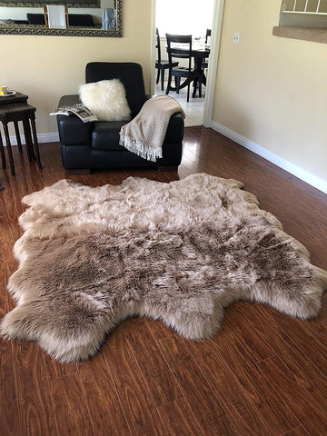 Luxury Faux Sheepskin Shaggy Silky Plush Carpet - Hypoallergenic, Free Shape Rug - lambzydecor.com