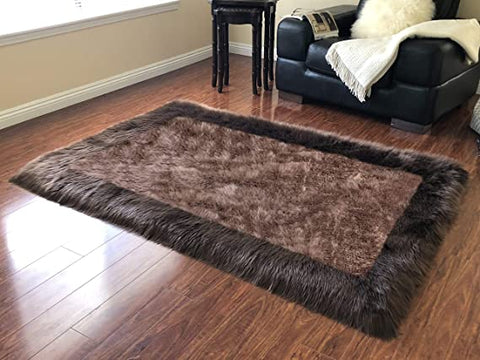 Versatile Faux Sheepskin Border Rug - Adds Coziness to Your Living Space - lambzydecor.com