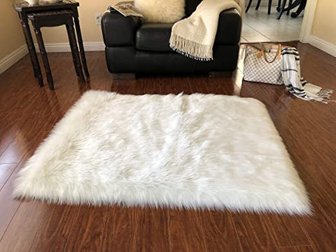 LAMBZY Faux Sheepskin Super Soft Hypoallergenic Square Area Rug Plush Fur Premium Shag - lambzydecor.com