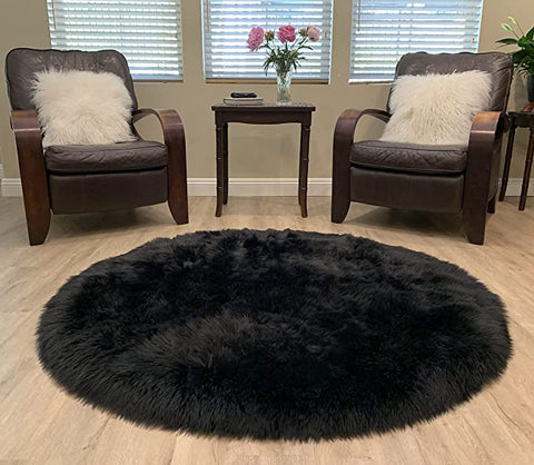 LAMBZY Faux Sheepskin Super Soft Hypoallergenic Silky Round Shag Rug for Living & Kids Room, Sofa - lambzydecor.com