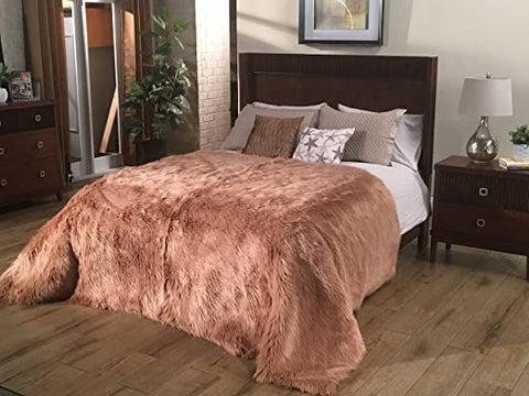 Super Soft Faux Sheepskin Silky Shag Bedspread - lambzydecor.com