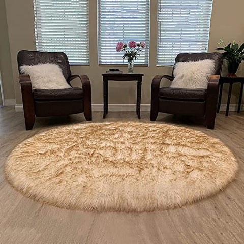 Luxury Faux Sheepskin Fur Rug, Fluffy Area Rug, Non-Slip Home Décor Accent - lambzydecor.com