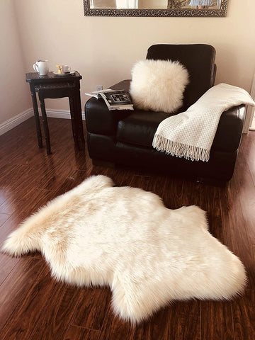 Luxury Faux Sheepskin Shaggy Silky Plush Carpet - Hypoallergenic, Free Shape Rug - lambzydecor.com