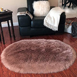 LAMBZY Faux Sheepskin Hypoallergenic Oval Silky Shag Rug - lambzydecor.com