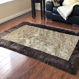 Soft and Durable Faux Sheepskin Rug with Border - Perfect for Any Room - lambzydecor.com