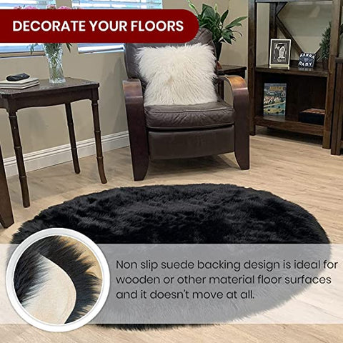 Luxury Faux Sheepskin Fur Rug, Fluffy Area Rug, Non-Slip Home Décor Accent - lambzydecor.com