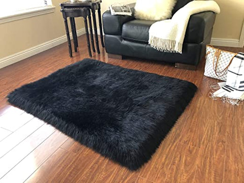 LAMBZY Faux Sheepskin Super Soft Hypoallergenic Square Area Rug Plush Fur Premium Shag - lambzydecor.com