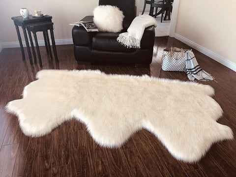 Luxury Faux Sheepskin Shaggy Silky Plush Carpet - Hypoallergenic, Free Shape Rug - lambzydecor.com