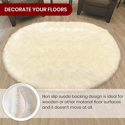Luxury Faux Sheepskin Fur Rug, Fluffy Area Rug, Non-Slip Home Décor Accent - lambzydecor.com