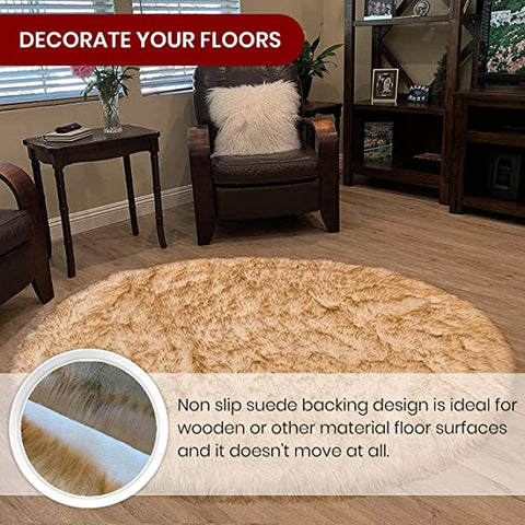 Luxury Faux Sheepskin Fur Rug, Fluffy Area Rug, Non-Slip Home Décor Accent - lambzydecor.com