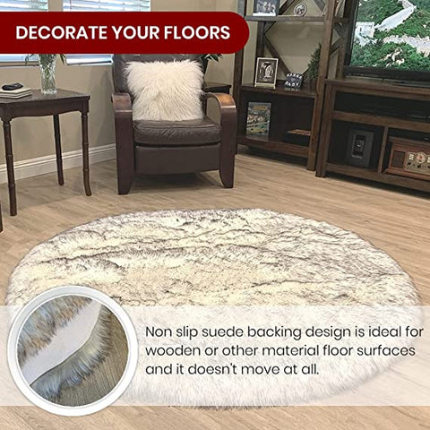 Luxury Faux Sheepskin Fur Rug, Fluffy Area Rug, Non-Slip Home Décor Accent - lambzydecor.com