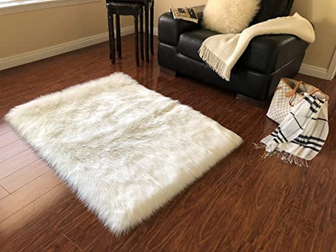 LAMBZY Faux Sheepskin Super Soft Hypoallergenic Square Area Rug Plush Fur Premium Shag - lambzydecor.com