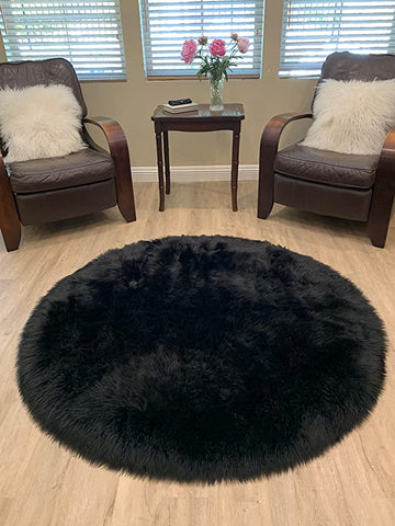 LAMBZY Faux Sheepskin Super Soft Hypoallergenic Silky Round Shag Rug for Living & Kids Room, Sofa - lambzydecor.com