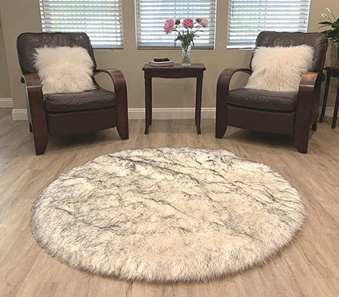 LAMBZY Faux Sheepskin Super Soft Hypoallergenic Silky Round Shag Rug for Living & Kids Room, Sofa - lambzydecor.com