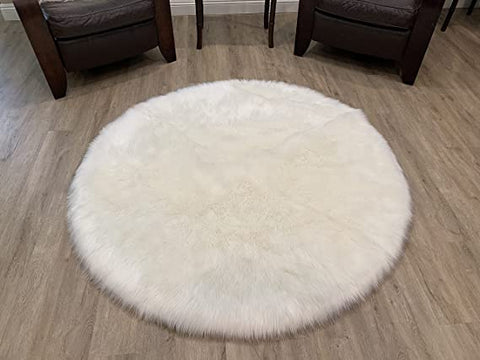 LAMBZY Faux Sheepskin Super Soft Hypoallergenic Silky Round Shag Rug for Living & Kids Room, Sofa - lambzydecor.com
