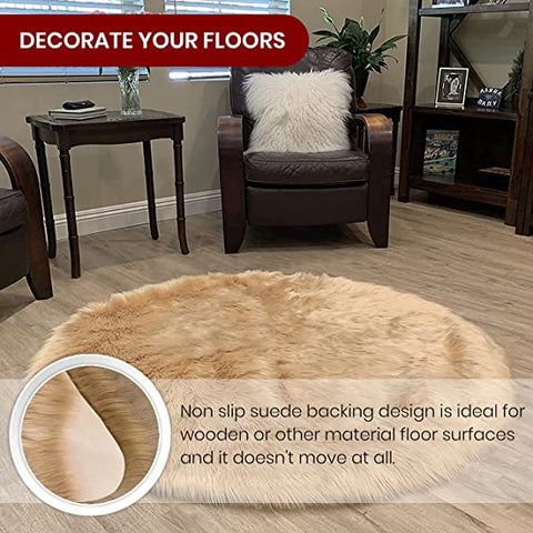 Luxury Faux Sheepskin Fur Rug, Fluffy Area Rug, Non-Slip Home Décor Accent - lambzydecor.com