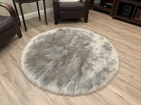 LAMBZY Faux Sheepskin Super Soft Hypoallergenic Silky Round Shag Rug for Living & Kids Room, Sofa - lambzydecor.com