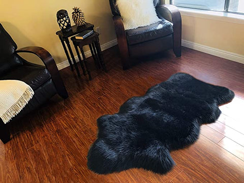 LAMBZY Genuine Sheepskin Silky Area Rug - Thick Strong Bottom Texture Stain Resistant Area Rug - lambzydecor.com