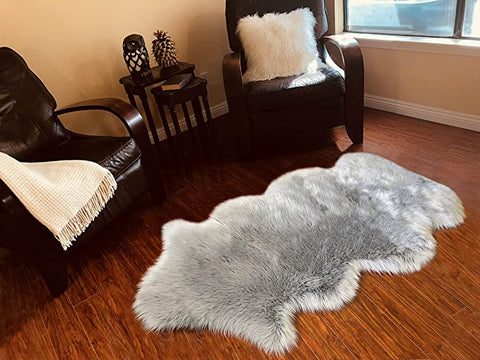 LAMBZY Genuine Sheepskin Silky Area Rug - Thick Strong Bottom Texture Stain Resistant Area Rug - lambzydecor.com
