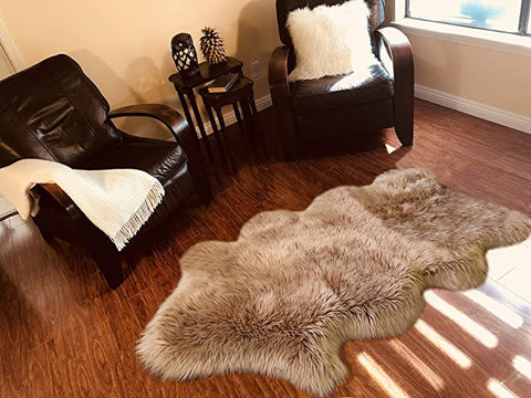 LAMBZY Genuine Sheepskin Silky Area Rug - Thick Strong Bottom Texture Stain Resistant Area Rug - lambzydecor.com