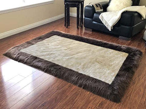 Versatile Faux Sheepskin Border Rug - Adds Coziness to Your Living Space - lambzydecor.com