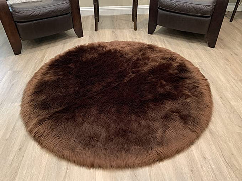 LAMBZY Faux Sheepskin Super Soft Hypoallergenic Silky Round Shag Rug for Living & Kids Room, Sofa - lambzydecor.com