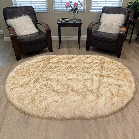 Luxury Faux Sheepskin Fur Rug, Fluffy Area Rug, Non-Slip Home Décor Accent - lambzydecor.com
