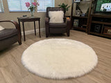 LAMBZY Faux Sheepskin Super Soft Hypoallergenic Silky Round Shag Rug for Living & Kids Room, Sofa - lambzydecor.com