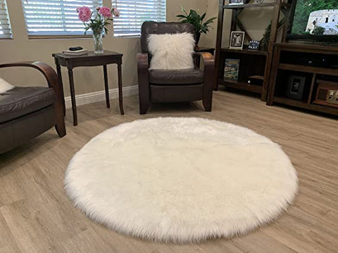 LAMBZY Faux Sheepskin Super Soft Hypoallergenic Silky Round Shag Rug for Living & Kids Room, Sofa - lambzydecor.com