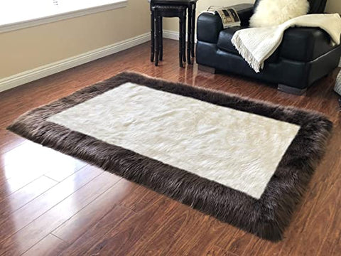 Versatile Faux Sheepskin Border Rug - Adds Coziness to Your Living Space - lambzydecor.com
