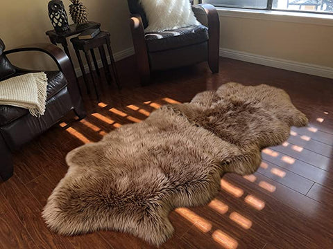 LAMBZY Genuine Sheepskin Silky Area Rug - Thick Strong Bottom Texture Stain Resistant Area Rug - lambzydecor.com