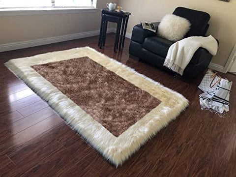 Versatile Faux Sheepskin Border Rug - Adds Coziness to Your Living Space - lambzydecor.com