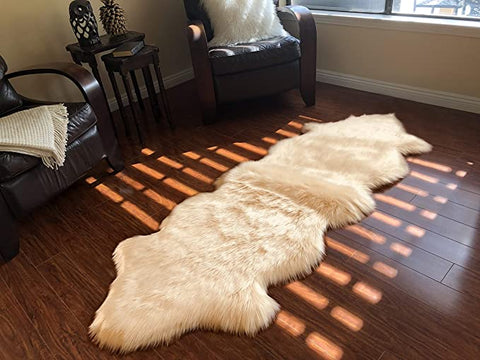 LAMBZY Genuine Sheepskin Silky Area Rug - Thick Strong Bottom Texture Stain Resistant Area Rug - lambzydecor.com