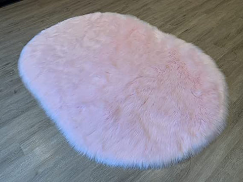 LAMBZY Faux Sheepskin Super Soft Hypoallergenic Silky Oval Shag Rug for Living Room, Kids Room, Sofa - lambzydecor.com