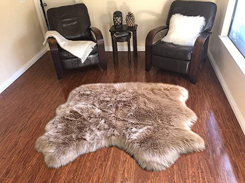 LAMBZY Genuine Sheepskin Silky Area Rug - Thick Strong Bottom Texture Stain Resistant Area Rug - lambzydecor.com