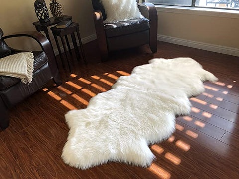 LAMBZY Genuine Sheepskin Silky Area Rug - Thick Strong Bottom Texture Stain Resistant Area Rug - lambzydecor.com