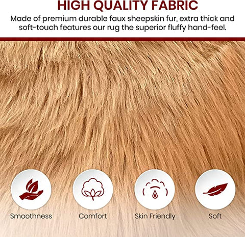 Luxury Faux Sheepskin Fur Rug, Fluffy Area Rug, Non-Slip Home Décor Accent - lambzydecor.com